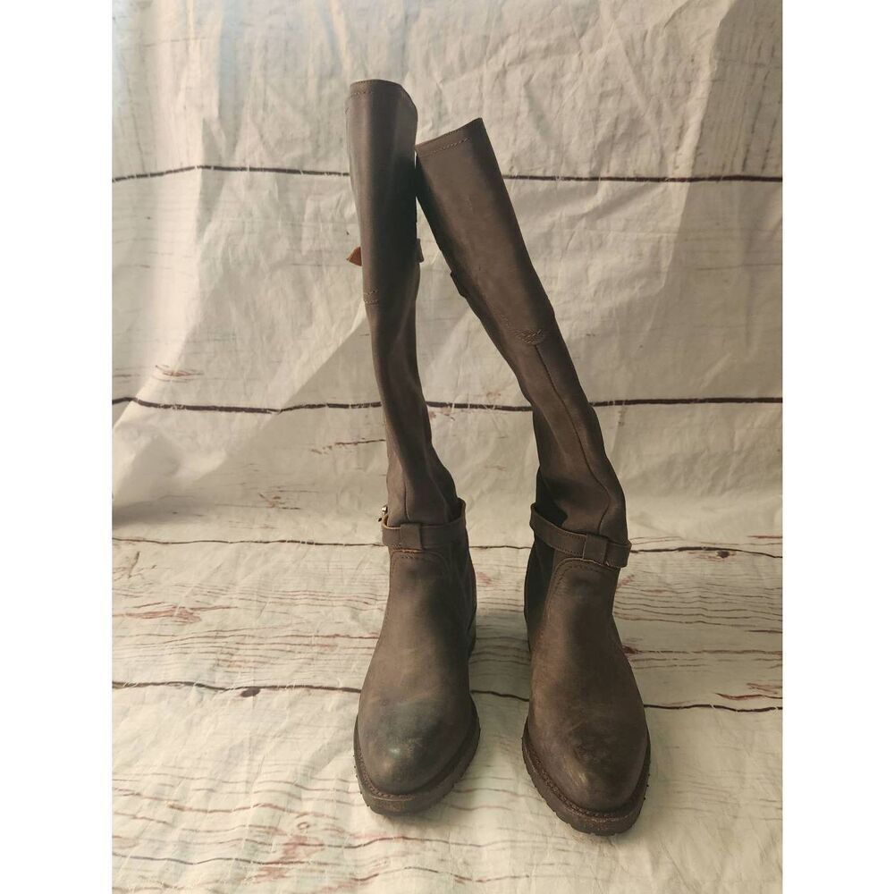 Frye‎ Dorado Lug Sole Suede Knee High Riding Boots Size 6 - Picture 3 of 7